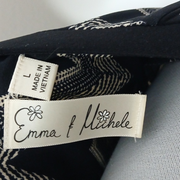 Emma & Michele black and white abstract quarter sleeve midi dress size large - Picture 10 of 16